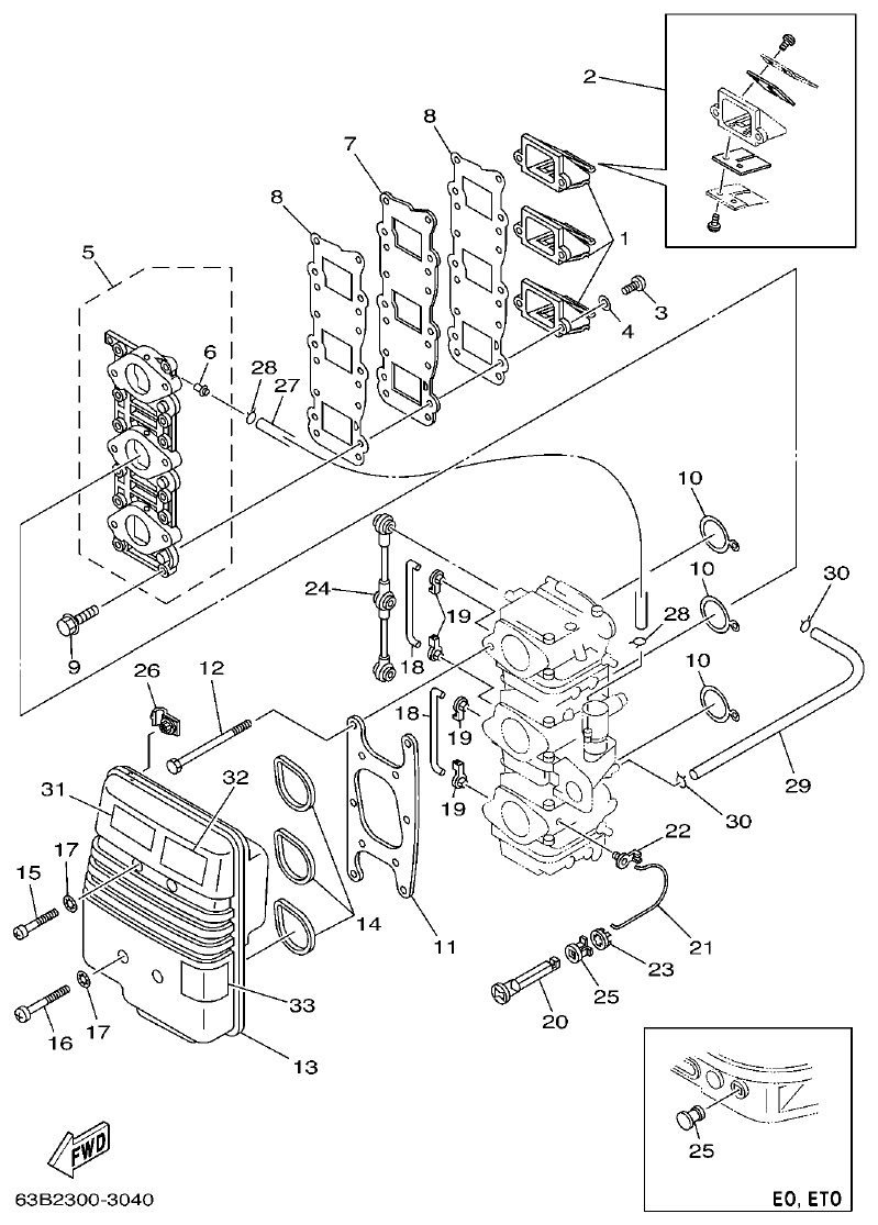 Yamaha 40VMHO, 40VEO, 40YETO INTAKE parts diagram